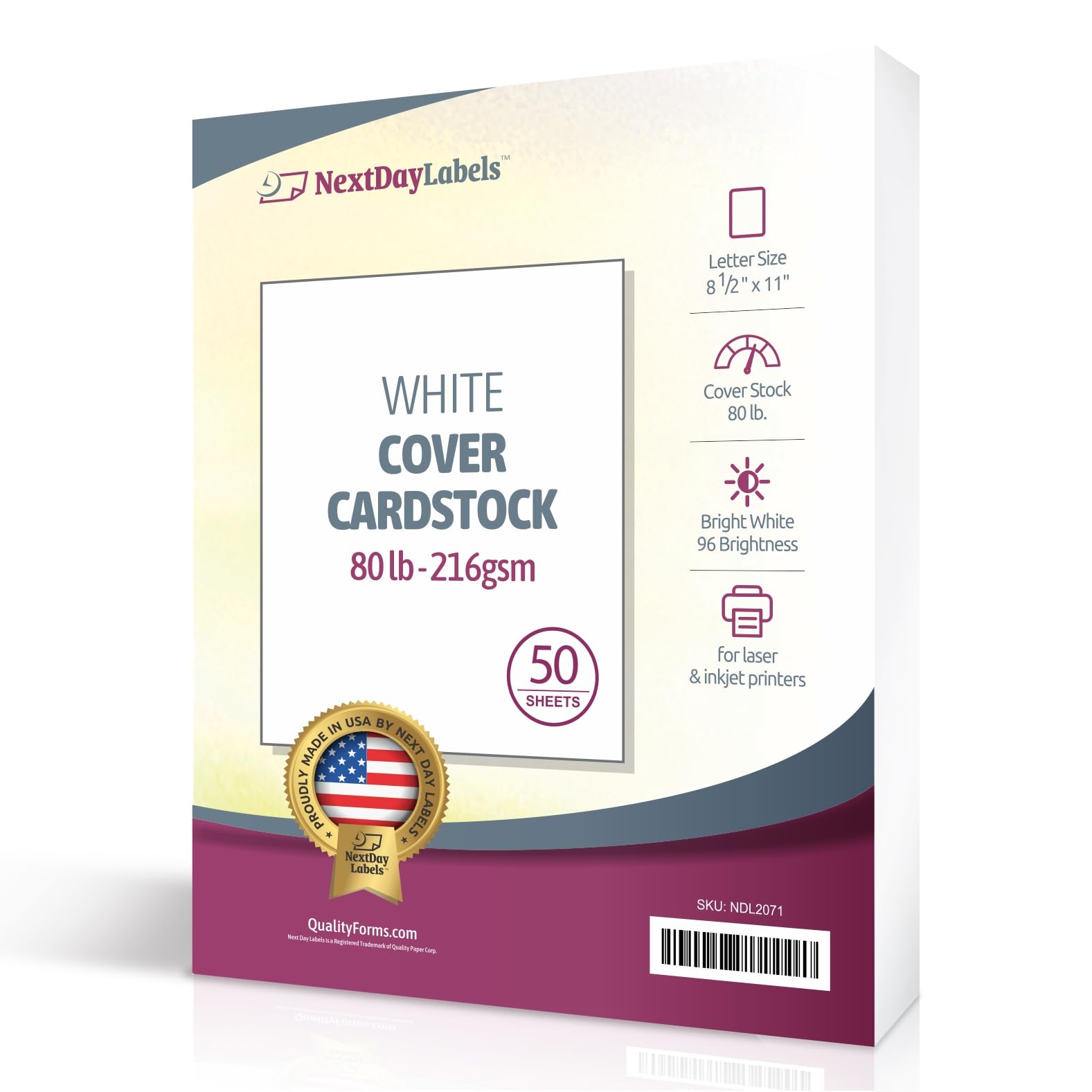 Amazon.com : NextDayLabels 80 lb White Cardstock - 50 Pack